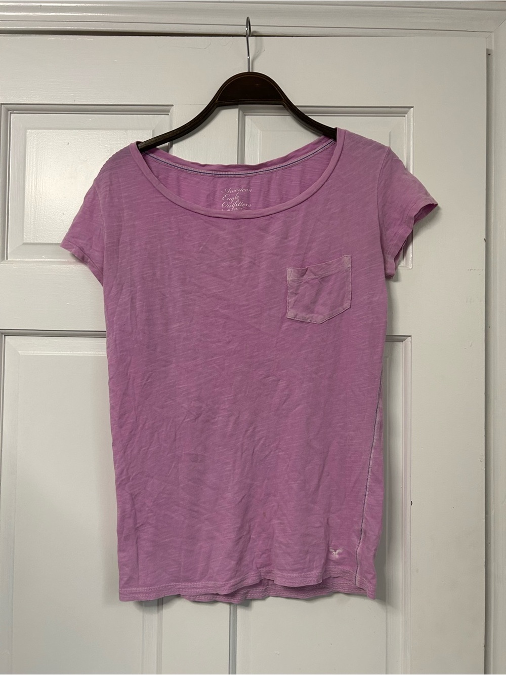 American Eagle Outfitters Lavender Scoop Neck Pocket Tee